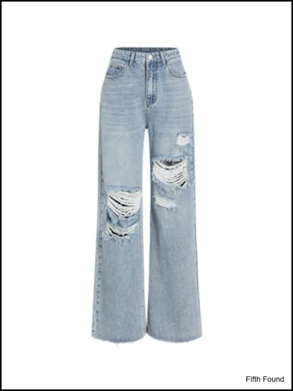 High Waisted Ripped Distressed Straight Leg Jeans Baggy Denim Pants